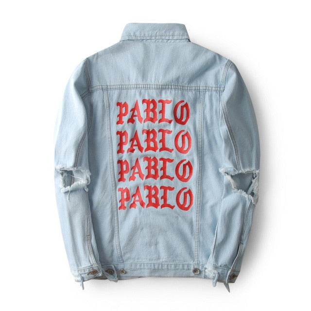 Oversized Jacket Kanye West I FEEL LIKE PABLO Denim Coats hiphop Four Two Four 424 broken hole jean