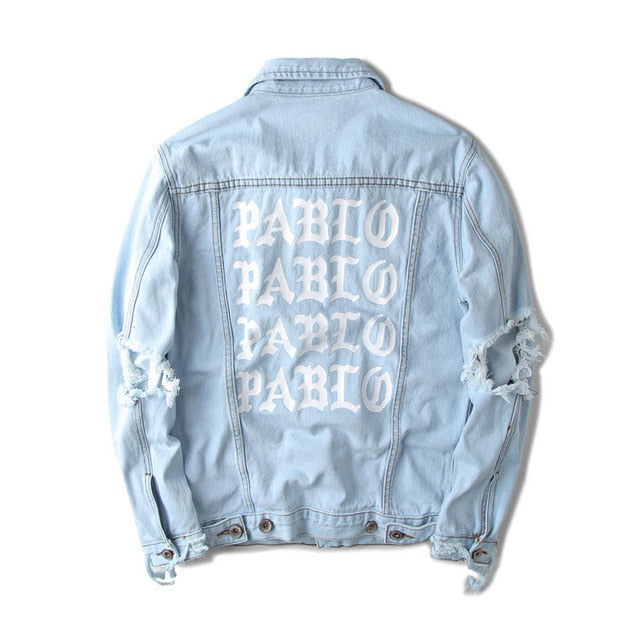 Oversized Jacket Kanye West I FEEL LIKE PABLO Denim Coats hiphop Four Two Four 424 broken hole jean